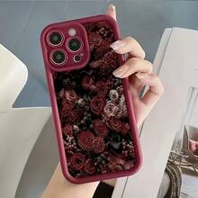 TPU材质防震复古玫瑰花图案手机壳，兼容 16 Pro Max、16 Pro、11 Pro Max、15、14 Plus、13、12、16、XS Max、15 Pro、XR、15 Pro Max、14、13 Pro、12 Pro Max，柔软保护套，兼容三星系列，春季礼物，国际版，非国内版 - 彩色 - 查看 4