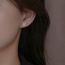 Chic S925 Sterling Silvery Heart & Butterfly Stud Earrings With Sparkling Zirconia - Hypoallergenic, Perfect Gift For Her