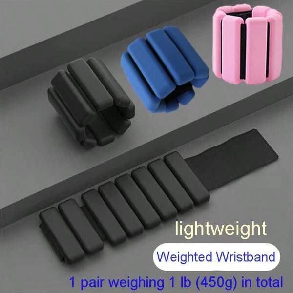 1 par de pesos de pulso e tornozelo, 450 g (1 lb), 1 lb de silicone à prova d'água, ajustável, equipamento de ginástica para exercícios de força, pulseira de peso de pulso e tornozelo vestível, conjunto de 2 pulseiras de silicone com peso para corrida, fitness, ioga, natação - à prova d'água, confortável - preto e laranja-vermelho, pesos ajustáveis para exercícios de pulso e tornozelo