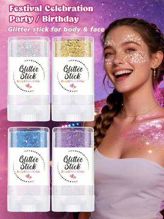 1 件闪光棒化妆品，全息闪亮闪光粉凝胶，美人鱼彩虹彩妆闪光凝胶，适用于面部、身体、头发，适合女性、男性、狂欢节、派对、婚礼、俱乐部、音乐会