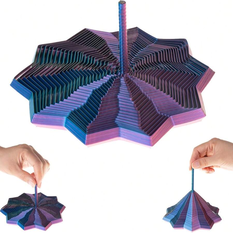 1 pieza Objeto de extensión sensorial estrella impreso en 3D, mango hexagonal fractal expandible, diseño espiral giratorio de panal, regalo perfecto para adultos - Multicolor - Ver 1