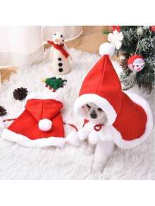 New Warm Christmas Outfit For Dogs, Transforming Into Little Red Riding Hood Cloak, Cat Hooded Cape Pet Apparel - Multicolor - View 1