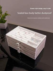 三层透明PET首饰收纳盒，耳环项链戒指展示整理盒 - 彩色 - 查看 5