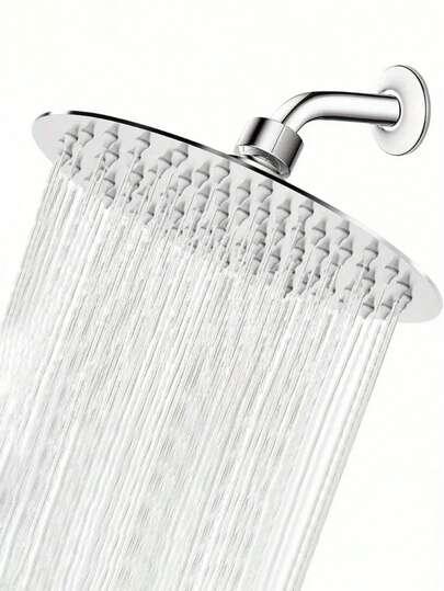 2件套不锈钢高压雨淋花洒，可旋转壁挂式花洒，超薄节水设计，高流量，壁挂式，抛光表面，易于壁挂和天花板安装。