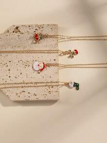 5 件圣诞项链套装，包括圣诞树、圣诞老人、拐杖糖图案、休闲日常颈链 - 5條聖誕項鍊套裝 - 查看 11