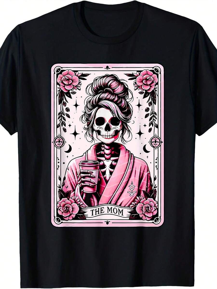 The Mom Tarot Card Skeleton Mama Coffee Happy Mother's Day T-Shirt - 款式20 - 查看 1