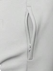 Mens Casual Solid Stacked Track Pants Zipper Pockets Polyester Spandex - 灰色 - 查看 4