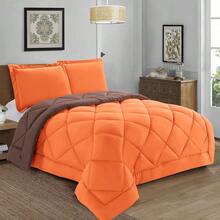 Elegant Comfort All Season Ultra Soft 3pcs Reversible Diamond Stitched Comforter Set, Down Alternative Breathable And Comfortable Quilt Luxury Hotel Quality 3 Piece Full/Queen, King/California King And Twin/Twin XL Size Bed Includes 1 Comforter And 2 Pillowcases Bedding Set, Christmas Decorations Gifts, Cozy Winter Styles, Holiday Décor - 橙色/棕色 - 查看 2
