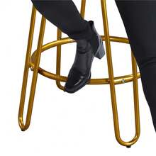 Butterslay 2pcs 26.5″ H Modern Upholstered Velvet Bar Stools With Metal Legs, Round Fabric Counter Chairs With Circular Footrest, For Kitchens, Restaurants, Bars, Cafes Black/Gray/Peacock Blue/Pink - 灰色的 - 查看 3