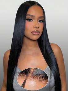 Eulisi 30 Inch Straight Lace Front Wigs 60% Human Hair 13x4 HD Transparent Lace Frontal Wigs Human Hair Pre Plucked With Baby Hair Natural Black Color,Short Straight Bob Wigs 8-14 Inch