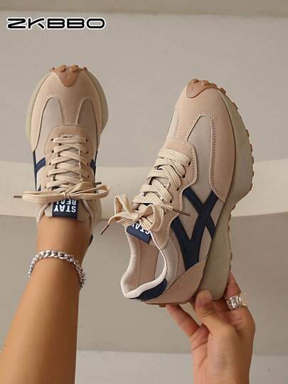 ZKBBO Zapatillas casuales para mujer, con cordones retro, planas y cómodas, zapatos para caminar, ligeros y minimalistas, aptos para todas las estaciones