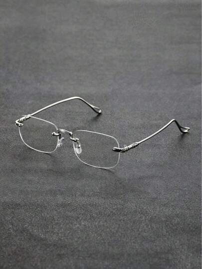 1 件装无框防蓝光优雅经典复古流行设计现代简约风格男士透明眼镜适合返校日常生活户外休闲活动办公室阅读商务时尚配饰可过滤有害蓝光