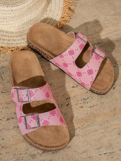 女士复古露趾透气凉鞋，舒适防滑耐用拖鞋，女士夏季勃肯鞋款可调节双扣