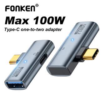 Adaptador USB-C macho a USB 3.2 hembra 2 en 1 con puerto de carga PD de 100W, compatible con función OTG, compatible con teléfonos inteligentes y portátiles