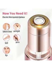 Épilateur facial indolore pour femmes - Appareil électrique avec tête à double anneau pour éliminer les poils follets sur le visage et les lèvres, lumière LED, plaqué or 18 carats, design compact et petit