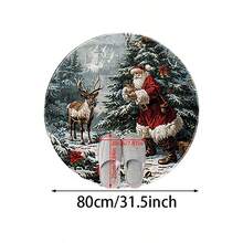1 pezzo Tappeto da area in flanella a tema natalizio: Babbo Natale che interagisce con le renne, circondato da boschi innevati, albero di Natale con ornamenti e fiori di poinsettia. Lavabile, adatto per camera da letto, soggiorno, balcone, casa, hotel, ufficio e decorazione per le feste - Multicolore - Visualizzare 16