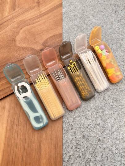 5pcs Portable Toothpick & Floss Case - Leak-Proof Travel Pill Organizer With Transparent Lid, Lightweight EDC Storage For Dental Care, On-The-Go Use (Travel/Home/Office/Outdoor),Gifts For Women,Christmas Gifts,Gift Ideas For Women