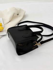 حقيبة يد نسائية أنيقة بلون أحادي منسوجة بطراز كاجوال كوليج أنيق