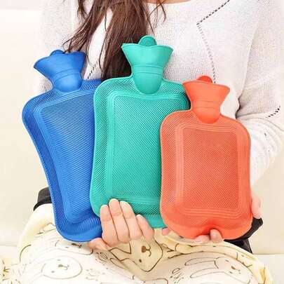 500ml/1000ml/1750ml/2000ml Thick Hot Water Bottle, Warm For Winter, Suitable For Women To Relieve Pain, Can Be Used As Foot/Hand Warmer On Bed, Random Color & Style