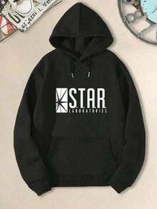 MensGraphicHoodiesLetterPrintHoodieUnisexOversizedHoodiesLongSleevePocketpullover,WomensOversizedHoodiesSweatshirtsFallFashion2025PulloverSweatersWinterClothesStarLaboratoriesLogoPrintMen'sHoodiesPulloverCasualSweatshirtsWithPocketsLooseFitLongSleeveDrawstringDesignHoodySweatshirtAutumnParty,HolidaySweater,SoftFabric,PrintedSweater,CasualWearersGiftForMenWomenSizeS-3XL  
 Black  Loose American Retro Sports Casual Street Hip-Hop Printed Hoodie Drawstring Hoodie Pocket Design Couple Set Unisex - 黑色 - 查看 1