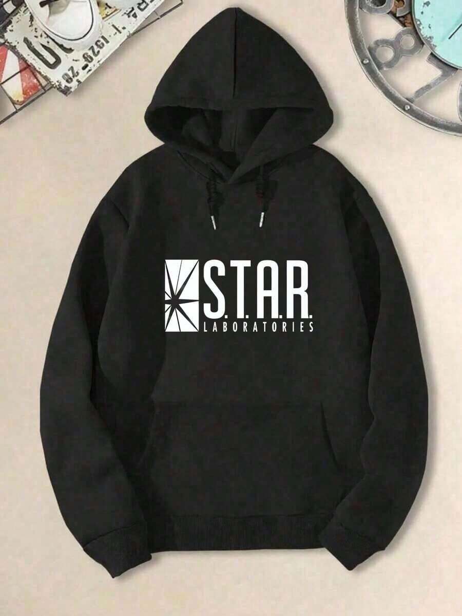 MensGraphicHoodiesLetterPrintHoodieUnisexOversizedHoodiesLongSleevePocketpullover,WomensOversizedHoodiesSweatshirtsFallFashion2025PulloverSweatersWinterClothesStarLaboratoriesLogoPrintMen'sHoodiesPulloverCasualSweatshirtsWithPocketsLooseFitLongSleeveDrawstringDesignHoodySweatshirtAutumnParty,HolidaySweater,SoftFabric,PrintedSweater,CasualWearersGiftForMenWomenSizeS-3XL  
 Black  Loose American Retro Sports Casual Street Hip-Hop Printed Hoodie Drawstring Hoodie Pocket Design Couple Set Unisex - 黑色 - 查看 1