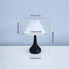 1 pezzo Lampada da scrivania LED moderna plissettata, alimentata tramite USB, per uso interno, base in metallo con finitura verniciata, paralume in tessuto plissettato - Lampada da comodino con luce notturna integrata a LED, senza necessità di lampadina