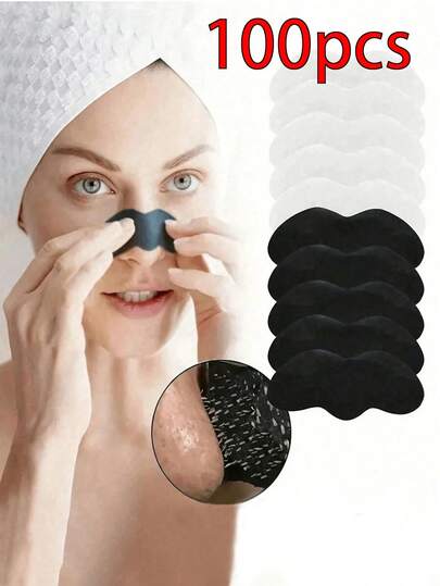10pcs Black And White Nose Strips (Must Be Moistened Before Use) Natural Charcoal Blackhead Remover Cleansing Strips Unisex Large Self-Adhesive Nose Strips For Travel