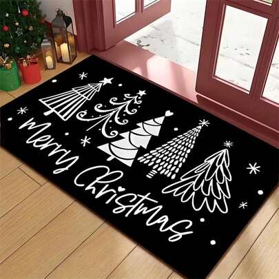 1 Stück Weihnachtsbaum Dekor Fußmatte, moderner, dick saugfähiger, schnell trocknender Eingangsteppich, Badezimmer Dekor Badematte, rutschfeste Küchen Bodenauflage, maschinenwaschbar, schmutzresistent, geeignet für Wohnzimmer, Schlafzimmer, Küche, Badezimmer, Partys, Feiertage, Geschenke