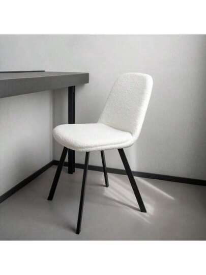 Teddy Fleece Dining Stoel Set Of 2, Zachte Upholstery, All Year Round Com Sturdy Metal Structure view 4