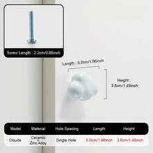 1 pieza Tirador de cajón de cerámica, color macaron, con forma de nube, estrella y luna, adecuado para cocina, gabinete, dormitorio, armario, baño, tocador, muebles - Multicolor - Ver 15