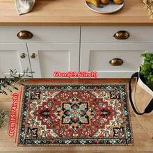 1件装波西米亚风厨房地毯，现代速干小地毯，可水洗门垫，舒适床边地毯，走廊地毯，防滑吸水厨房垫，适用于地板，站立舒适垫，跑步垫，派对家居装饰地毯，酒红色 - 彩色 - 查看 16