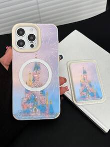1 Bộ 2 Ốp lưng điện thoại từ tính chống sốc đa năng in hình pháo hoa nhiều màu sắc và lâu đài mơ mộng bán chạy nhất năm 2025 & 1 Ốp lưng đựng thẻ từ tính đa năng bằng da giả màu trắng tương thích với iPhone - Nhiều màu - Xem 4