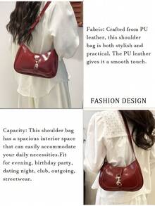 [US-Based Shipping]1pc Retro Minimalist Hook Decor Adjustable Shoulder Strap Crescent Shape Bag, Suitable For Date, Outing, Party,Buckle Decor, Simple Style Women's Shoulder Bag, Tote Bag,Niche Design High-End Versatile Bag, Retro Light Luxury Style College Student Class Commuting Bag, Suitable For Sending Friends Shopping, Dating, Business Trips, And Business Use,Women's Fall Outfits, Cute Pendant Decor,Underarm Bag, Suitable For Multiple Occasions,Women's Fall Clothing Winter Clothing Christmas Halloween Gift Pumpkin Skeleton Fall Spider Autumn Velvet Furry Party Fuzzy Plush,Purse Purses Black Purse Bags Purses And Bags Women Bags For Women Red Purse Carteras Para Mujer Brown Purse Y2k Pink Purse Crossbody Bags For Women Cheetah Print Wallet Fall Clothes For Women Bolsos Para Mujer Leopard Print Burgundy Purse Shoes Tote Bags For Women Handbags For Women Black Bag Purses For Women Brown Bag - Màu Đỏ Sâu - Xem 5