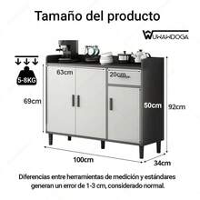 Gabinete de Almacenamiento Moderno Multifuncional Perfecto para la Sala de Estar,Adecuado para Cocina, Sala de Estar y Uso Doméstico - Gris - Ver 7