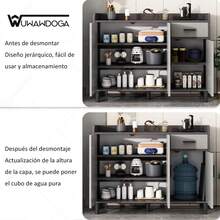 Gabinete de Almacenamiento Moderno Multifuncional Perfecto para la Sala de Estar,Adecuado para Cocina, Sala de Estar y Uso Doméstico - Gris - Ver 4