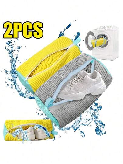 4 Packs Anti-Deformation Laundry Shoe Bags, 360° Cleaning Without Damaging Shoes, Suitable For Shoe Washers & Washing Machines, Machine Washable & Air-Dryable, Universal For All Shoe Types (Especially Sneakers & Casual Shoes), Lazy Shoe Care Gadget, With Toiletries Storage Function, Ideal Gift For Christmas & Halloween