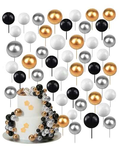 New Year Colorful Balls Cake Toppers, Foam Ball Cake Decorations, Ball Shaped Cake Insert Topper, Ball Baking Decoration, For New Year Parties Cake Decorations, DIY Cake Decoration Supplies
