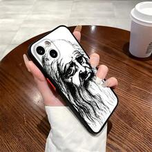 Funda de teléfono con arte de Leonardo Da Vinci compatible con iPhone 17, 16, 15, 14, Max, 13, 12 mini, 11, Plus, con cubierta trasera traslúcida mate. Funda compatible con iPhone 17, 17 Pro, 17 Pro Max - Negro 4 - Ver 1