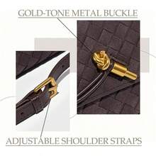 Suitable For Women Evening Woven Clutch Bag Casual Fashion Shoulder Bag Single Shoulder Handbag Vegan Leather Crossbody Bag - Da lộn màu nâu - Xem 2