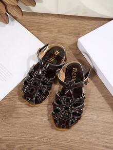 Sandale pentru copii, sandale de vară cu vârful pătrat, sandale plate cu curea, stil nou, pantofi eleganti pentru plajă, papuci de plajă