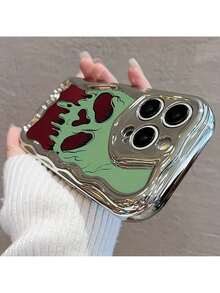 Custodia per telefono completamente antiurto e resistente agli urti, con design a teschio fuso, adatta per le serie 16, 15, 14, 13, 12, 11 e XS, dotata di tecnologia di elettrodeposizione avanzata per una migliore protezione.