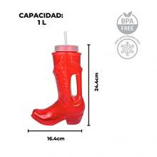 Vaso de bota vaquera para bebidas 1000 ml disenio tematico fiesta evento celebracion capacidad extra grande durable reutilizable apto para bebidas frias y calientes material resistente lavado facil ideal para souvenirs eventos country rodeo bodas aniversarios y reuniones sociales economico y llamativo - Negro - Ver 2