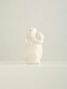 Figura de cerámica minimalista y moderna de un conejito - Lindo ornamento de cerámica de conejo blanco y rosa, ideal para decoración del hogar, centro de mesa, boda, fiesta, festival y regalo festivo
