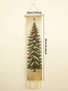 1 件圣诞挂毯，带流苏 - 雪人和圣诞树图案，适用于客厅、卧室、前门、门廊、壁炉架、农舍风格圣诞墙饰、季节性墙面装饰、圣诞节假日展示 - 彩色 - 查看 7