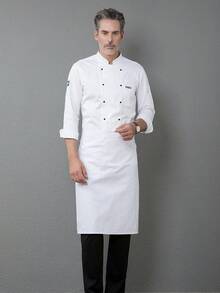 New Men's Long Sleeve Chef Uniform With Double-Breasted Design, Suitable For Hotel Kitchens, Coffee Shops, Cafes, Burger Restaurants And Catering Industry - Black - View 3