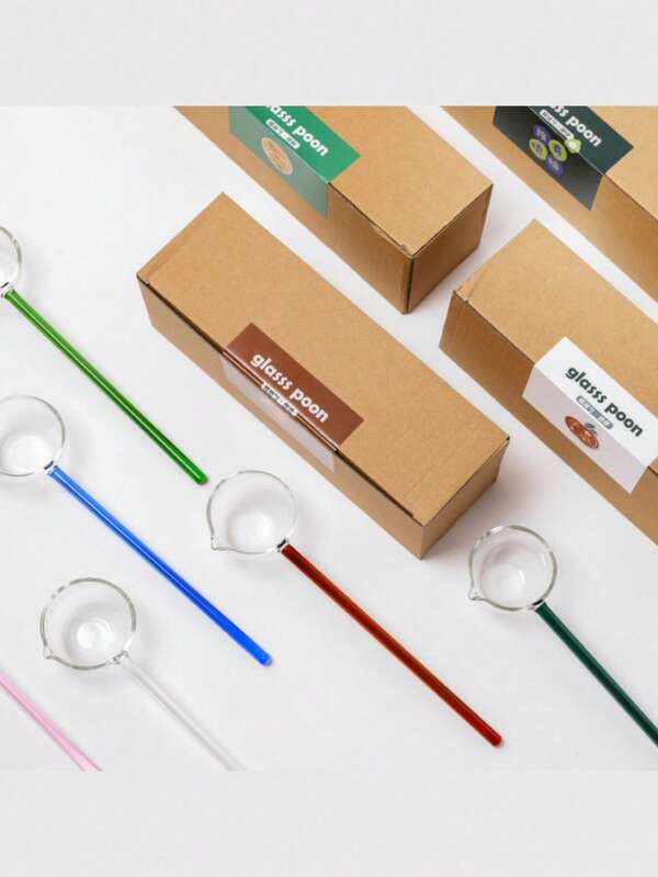 Cuillère à mélanger en verre, résistante à la chaleur en borosilicate cristal clair, polyvalente, cuillère à thé en cristal clair, cuillère à mélanger pour cocktails, boissons froides, bâtonnet à remuer, mélangeur, cuillère à glace - Convient pour les bars, les banquets et les fêtes - Idéal pour les restaurants et l'usage domestique