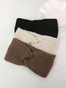 3 piezas Diadema calentadora de orejas de invierno, diadema tejida gruesa para clima frío para niños y adultos, accesorios para el cabello