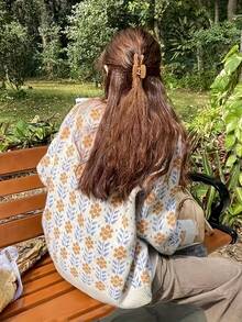 2025春秋新款韩版碎花圆领毛衣女休闲宽松针织开衫外套 - 彩色 - 查看 2