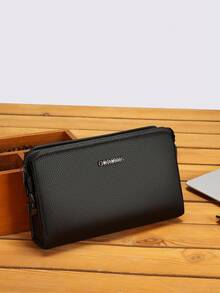 gorchis New Fashion Men's Clutch Bag With Password Lock, Anti-Theft Large Capacity Handbag, Long Wallet, PU Leather, Black, Men's Bag With Multiple Compartments, Business & Casual