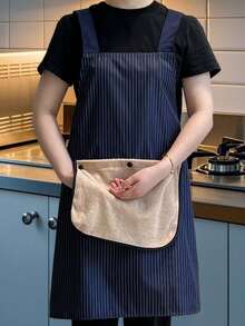 1 Stück wasserdichte und ölbeständige Unisex Küchenschürze, modische vertikal gestreifte Lässig Schürze mit abnehmbarem Handtuch, geeignet für Zuhause und Restaurant, wasserdichte Schürze mit Taschen